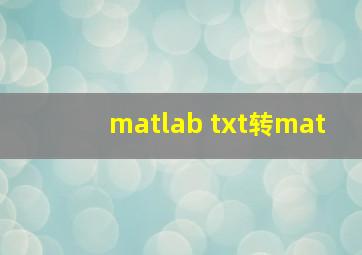 matlab txt转mat